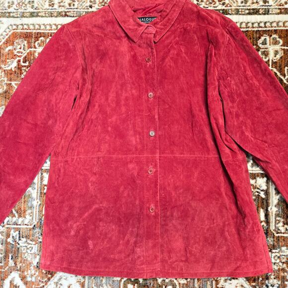 Dialogue Leather Button Down Jacket Red XL - Picture 4 of 7